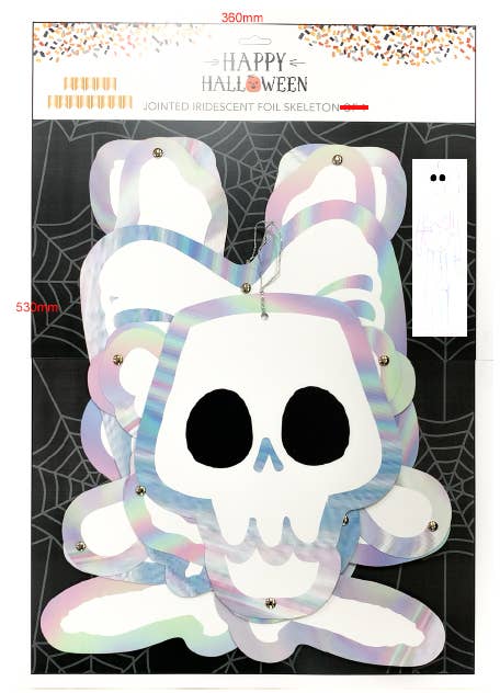 Jointed Holographic Foil Paper Skeleton, 60" tall Halloween