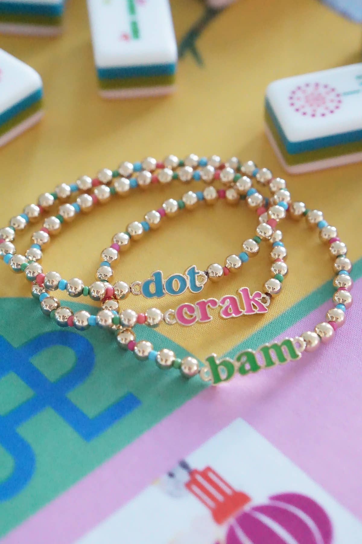 Canvas Style - Dot Crak Bam Rainbow Ball Bead Stretch Bracelet Set of 3