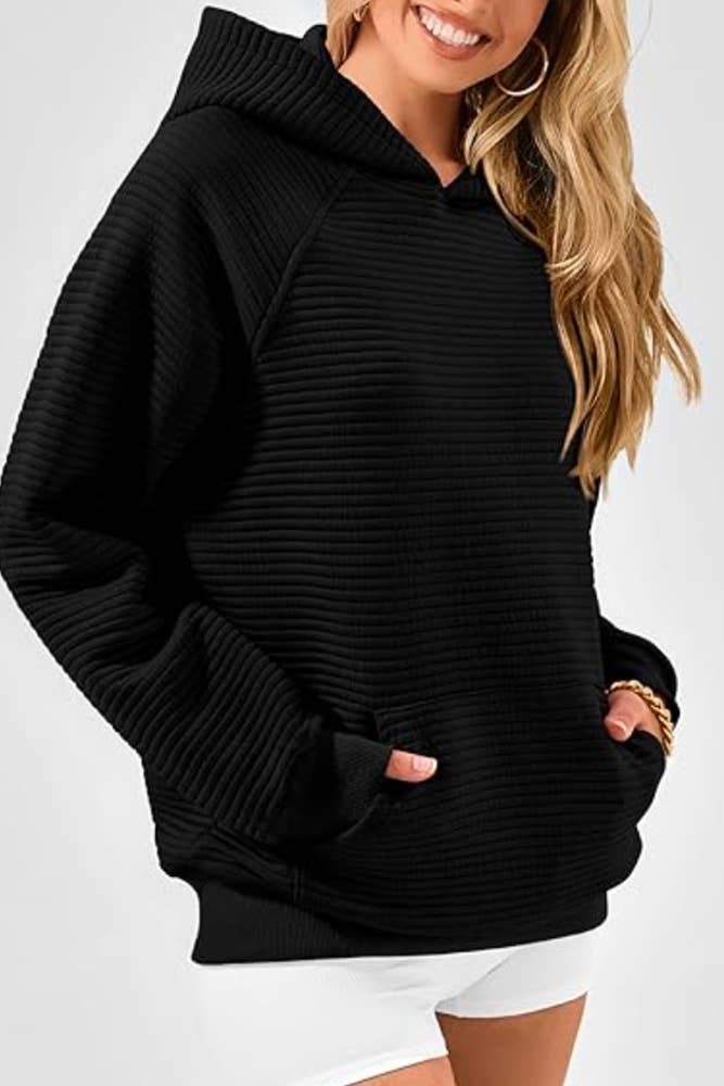 UNISHE - Solid Color Kangaroo Pockets Hooded Sweatshirt ZK2178
