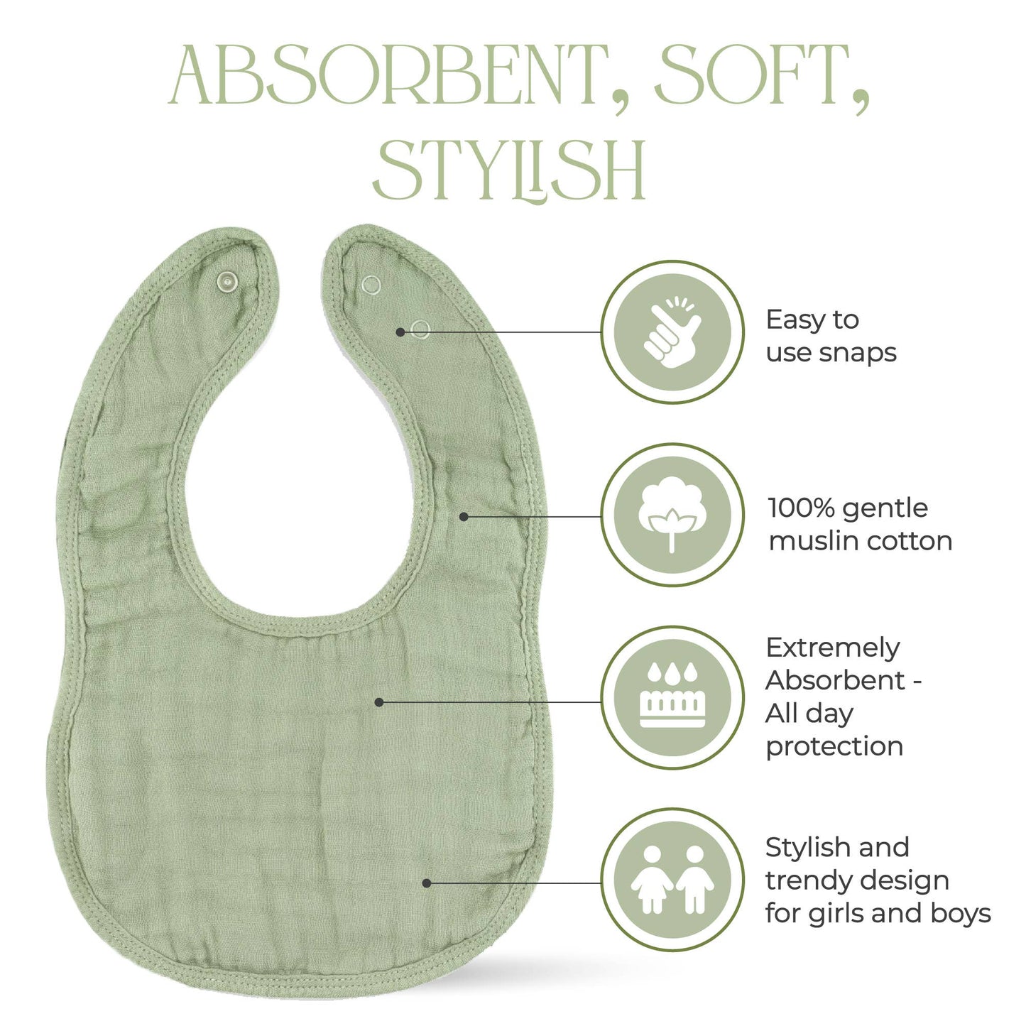 Muslin Bibs -Multicolor - Pack of 4