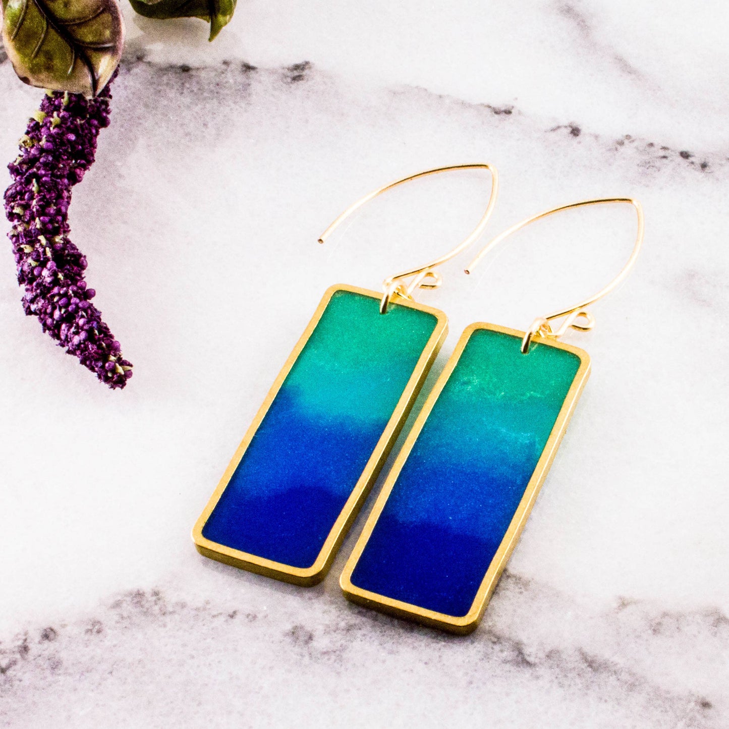 Aegean Brass Rectangle Earrings