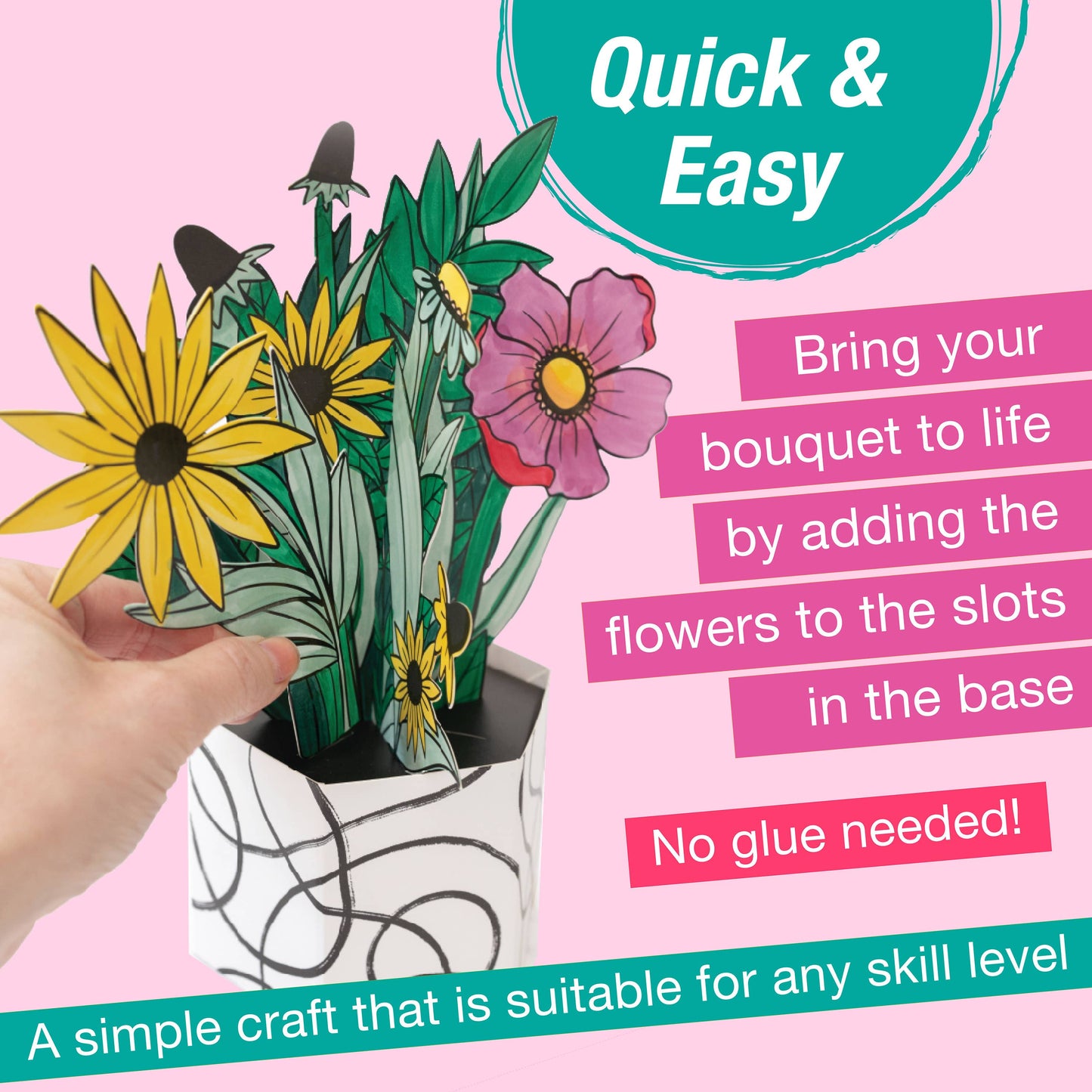 Faber-Castell / Creativity for Kids - Pop Up Coloring Wildflower Bouquet - Adult Coloring Craft