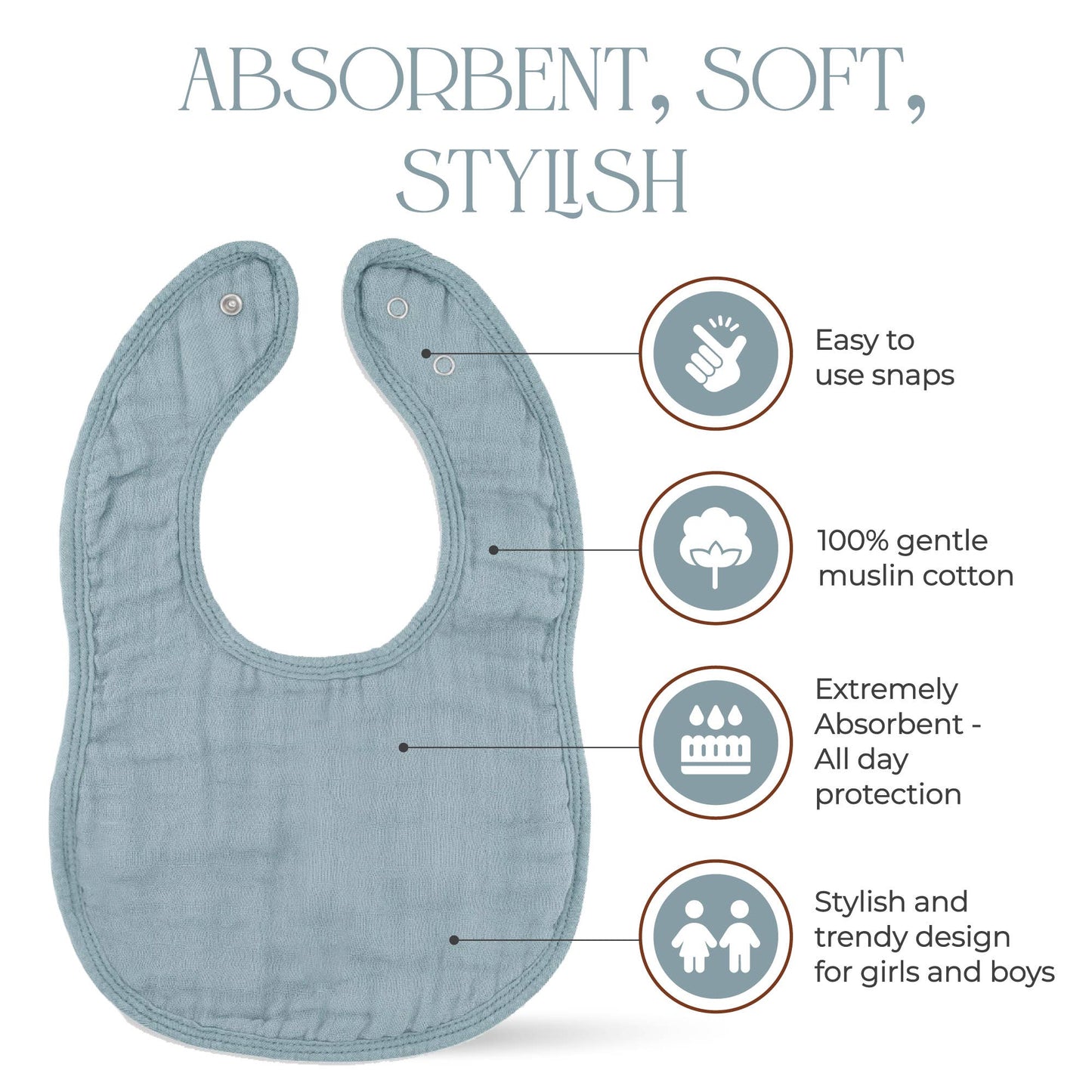 Muslin Bibs -Multicolor - Pack of 4