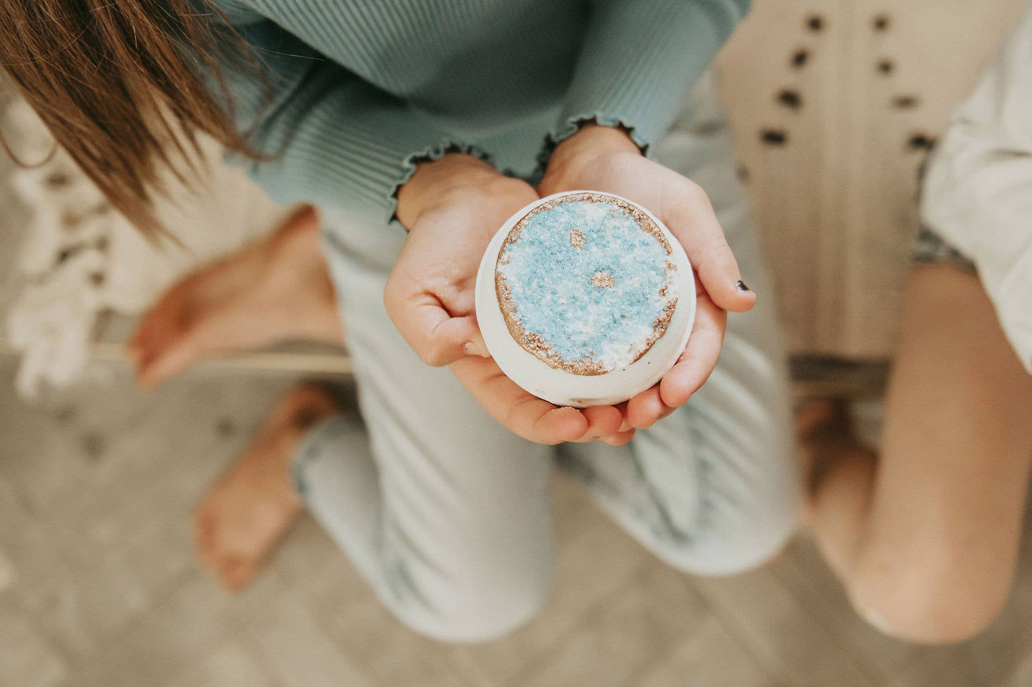 Crystal Bath Bomb - Turquoise - Blue + Gold