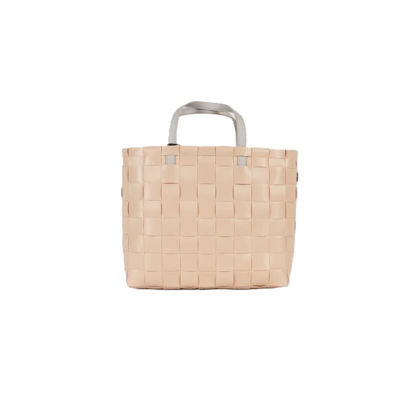 Handed By - Petite Recycled Handwoven Small Tote w/Inside Pocket-Beige