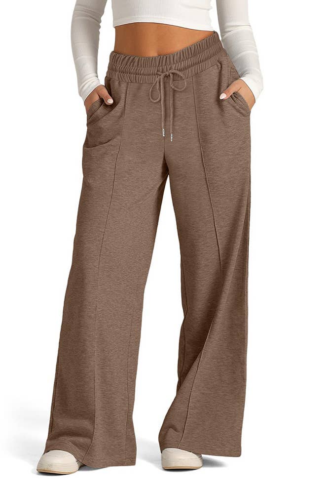 UNISHE - Solid Color Casual High Waist Wide Let Pants ZK2237