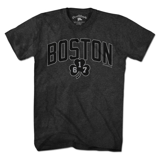 Boston Arch 617 Shamrock Blackout T-Shirt | Charcoal / Unisex / 3XL