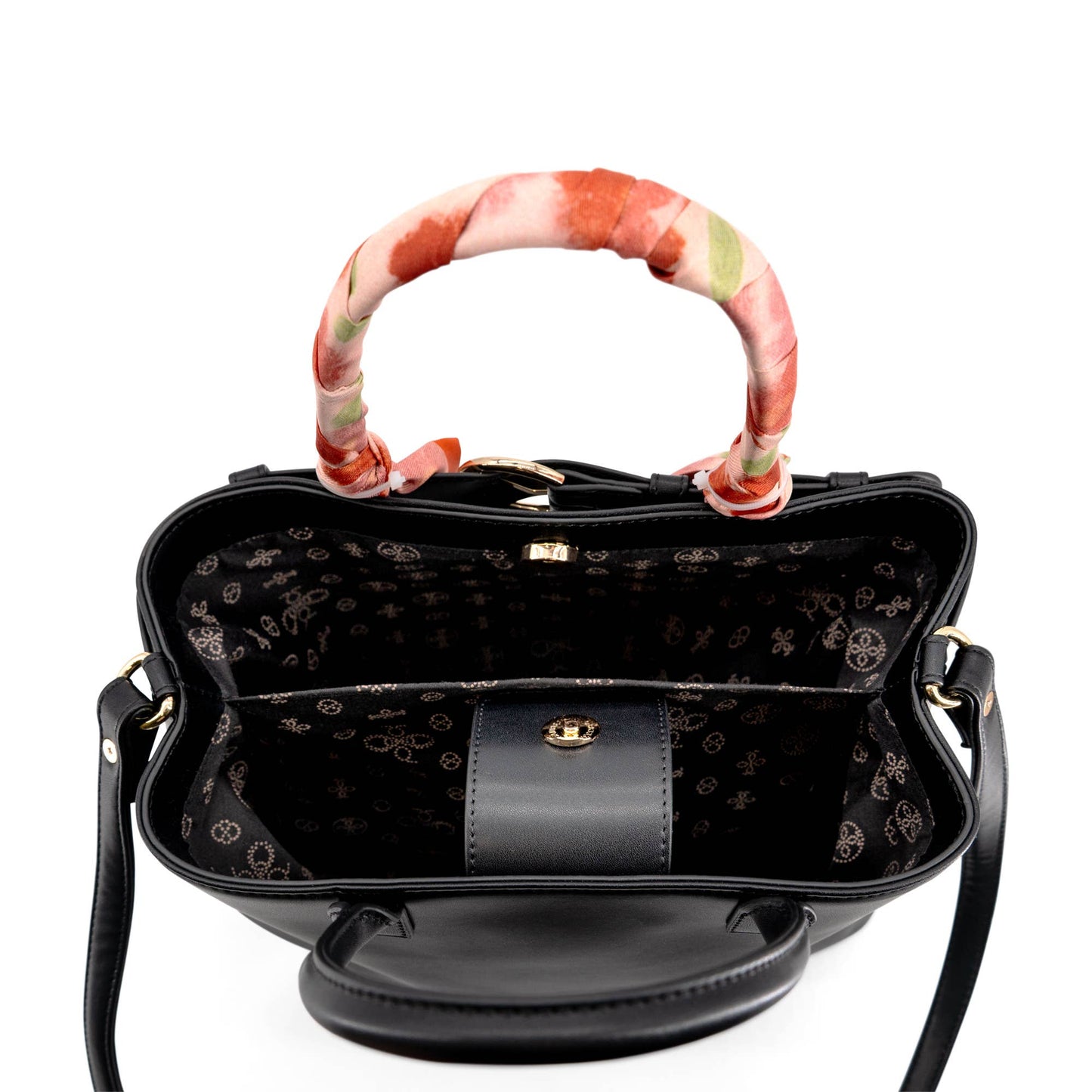 Mila Spring Scarf Mini Satchel Handbag - White