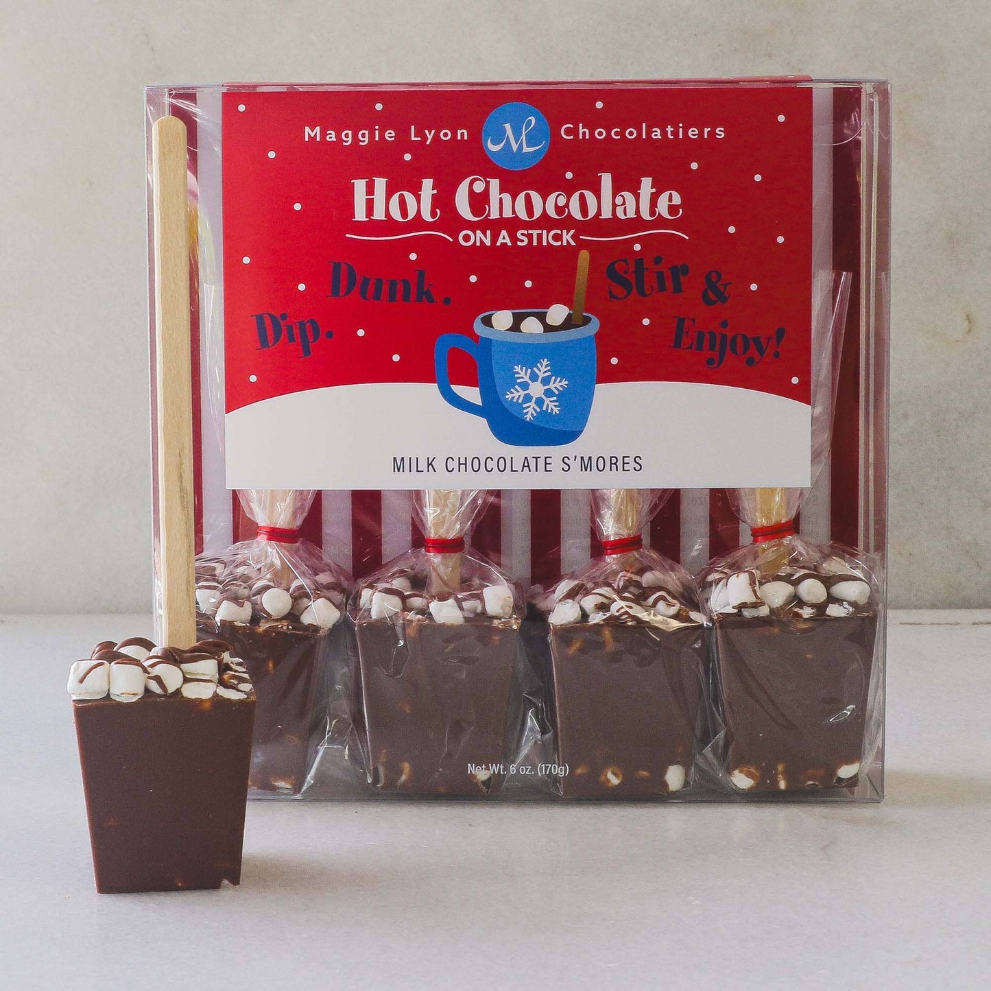 4pc Hot Chocolate On A Stick - Milk Chocolate S’Mores