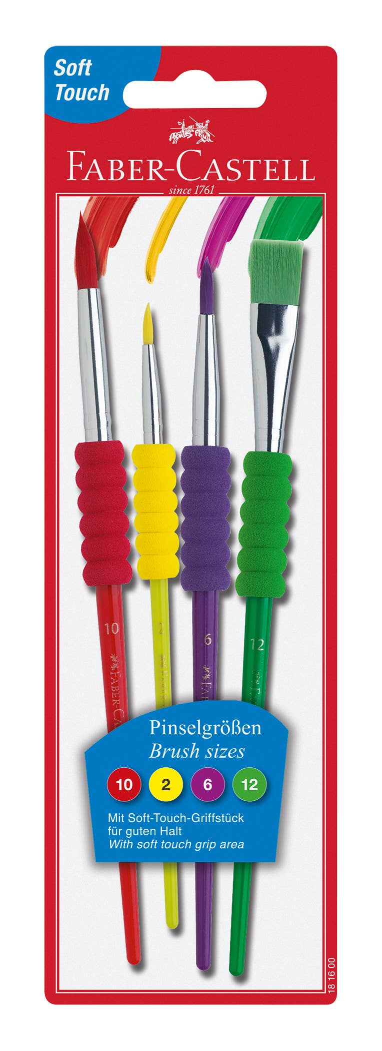 Faber-Castell / Creativity for Kids - Soft Touch Paintbrushes, Assorted Sizes - Set of 4
