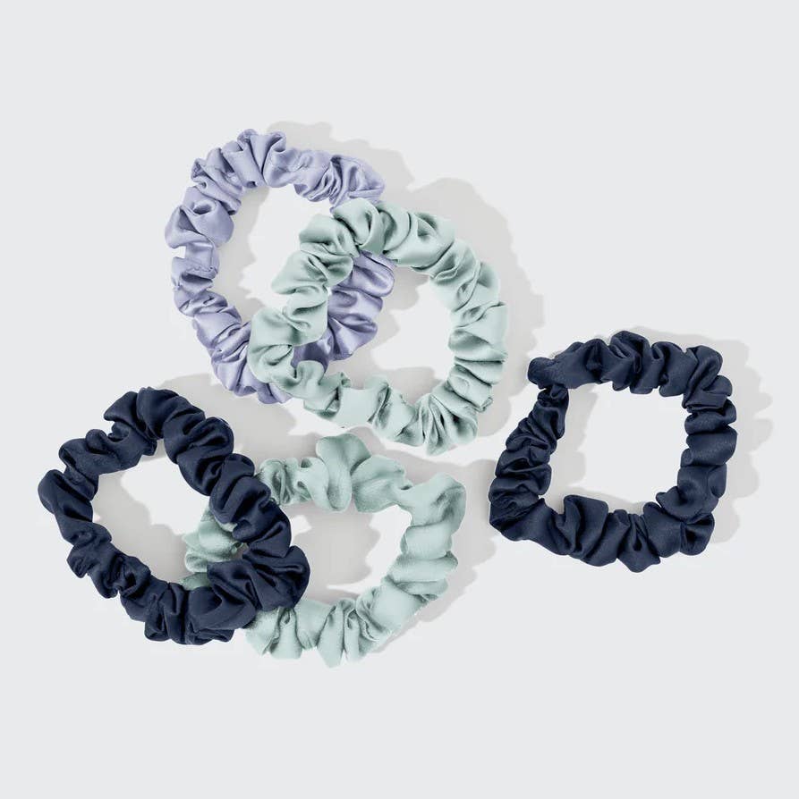 KITSCH - Ruched Satin Scrunchies 5pc Set - Garden Bouquet