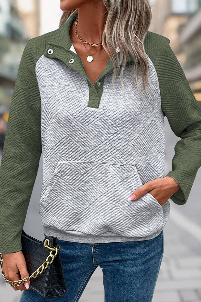 UNISHE - Fall Colorblock Kangaroo Pockets Sweatshirt BFZY1058