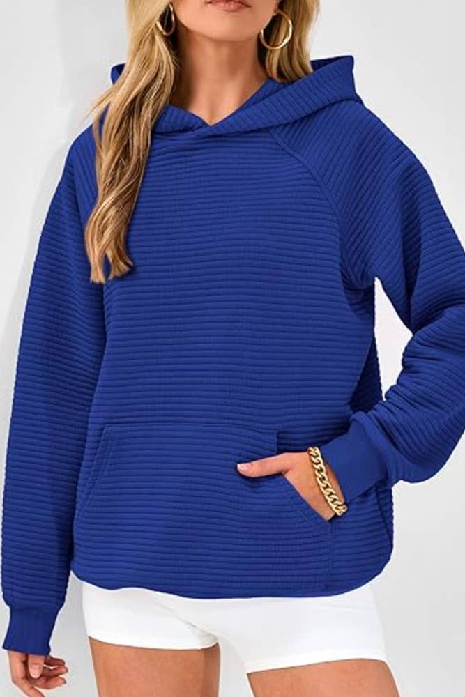 UNISHE - Solid Color Kangaroo Pockets Hooded Sweatshirt ZK2178