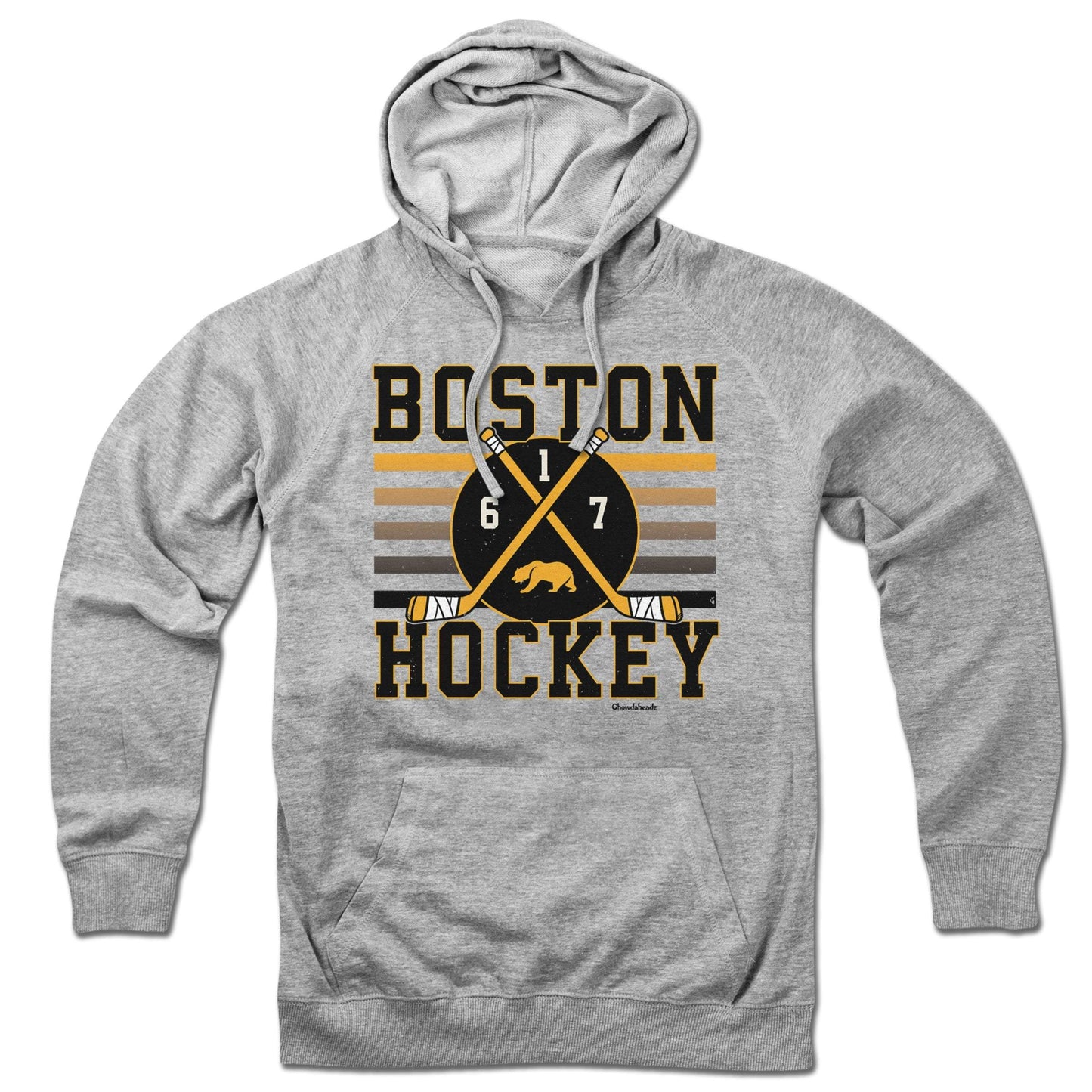 Boston Hockey Crossed Sticks Hoodie | Gray / 2XL