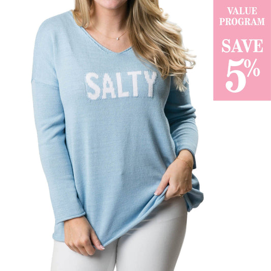 Top It Off - Cove V-Neck Sweater Program-Blue Salty - Spring 2025: Blue with White Salty