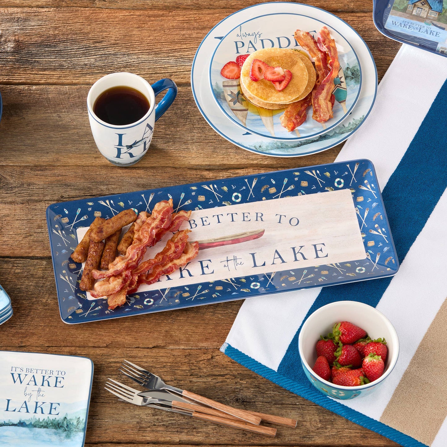 Wake At the Lake Melamine Rectangular Platter 19" x 8"
