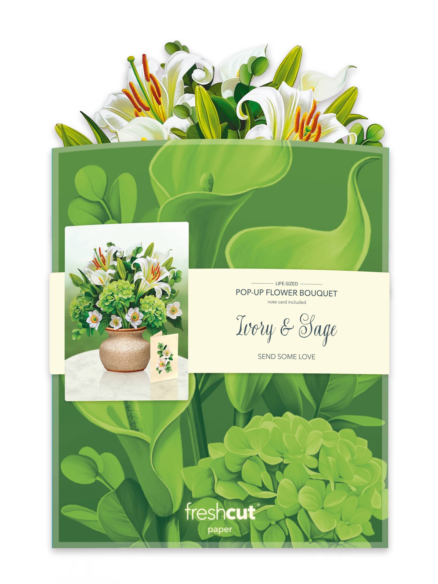 FreshCut Paper LLC - Ivory & Sage (8 Pop-up Greeting Cards)