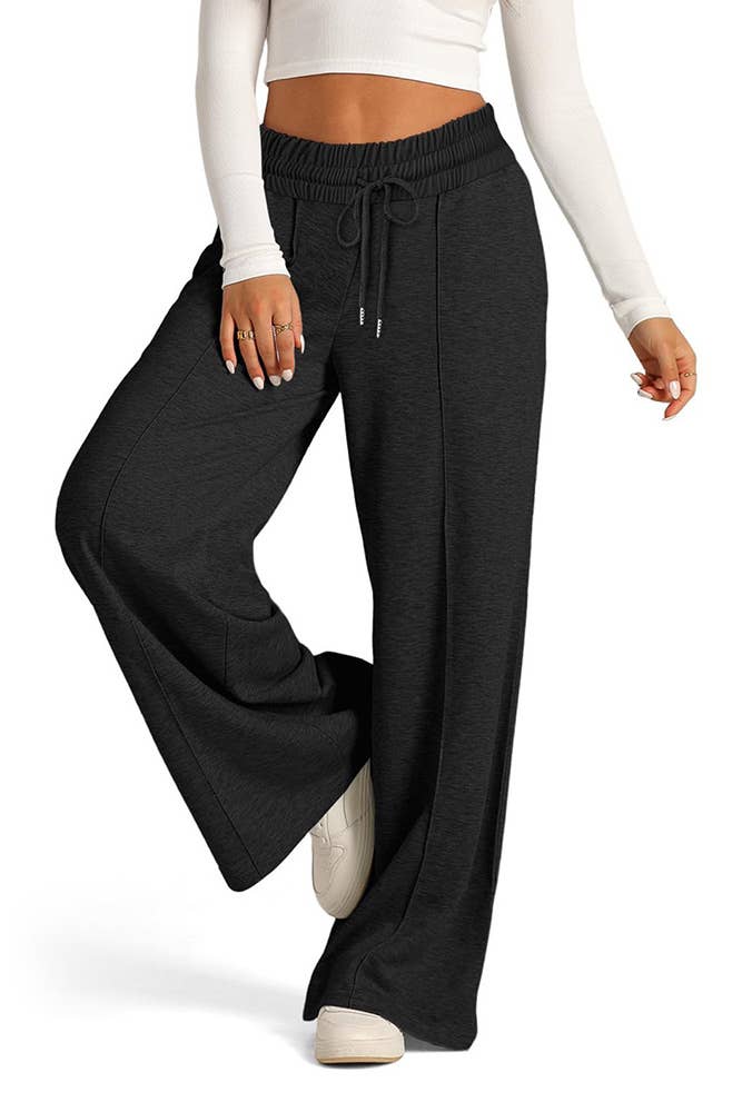 UNISHE - Solid Color Casual High Waist Wide Let Pants ZK2237