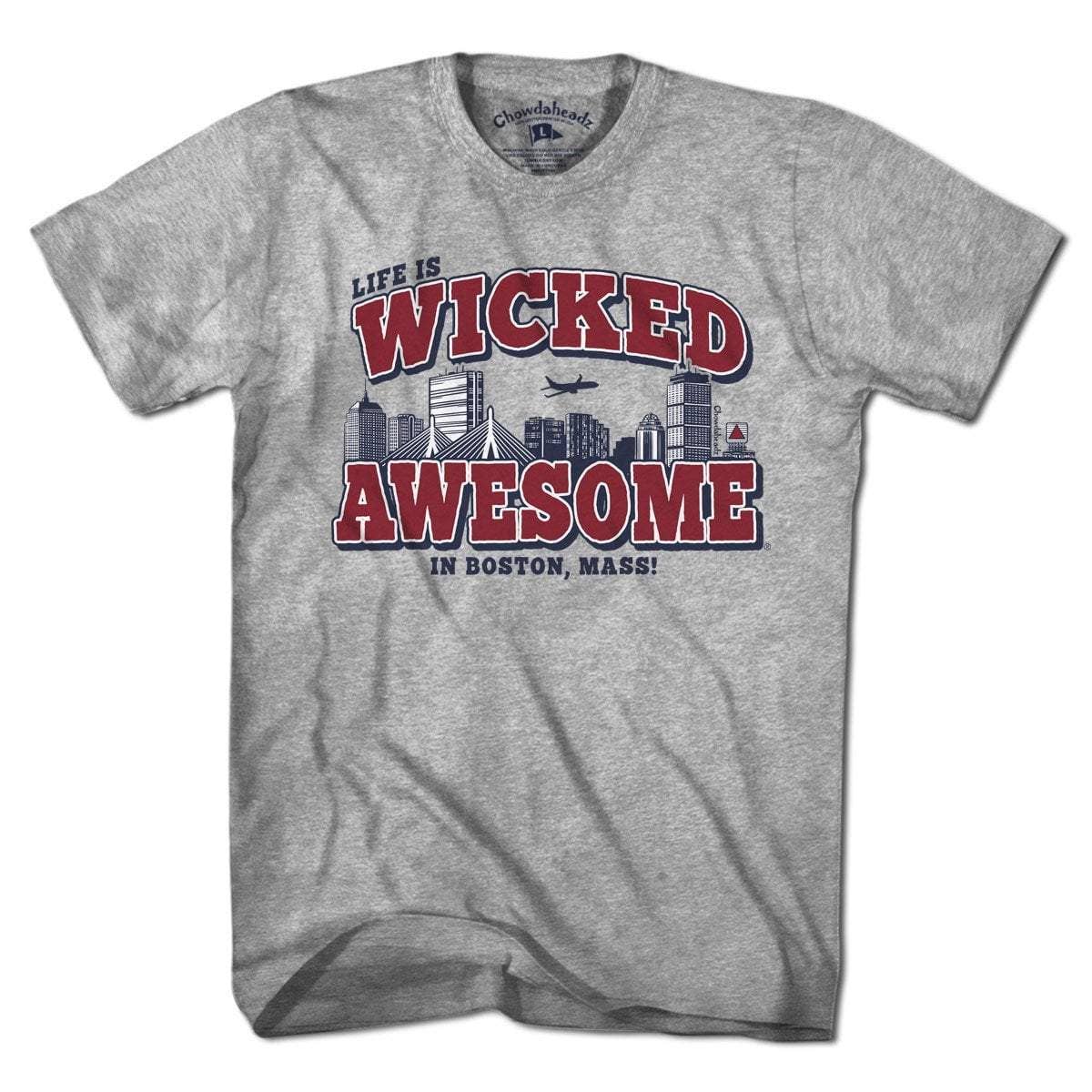 Wicked Awesome Boston Skyline T-Shirt: Unisex 2XL Chowdaheadz