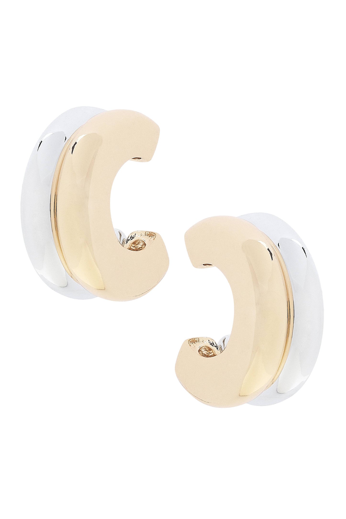 Dylan Double Hoop Earrings in Shiny Two Tone