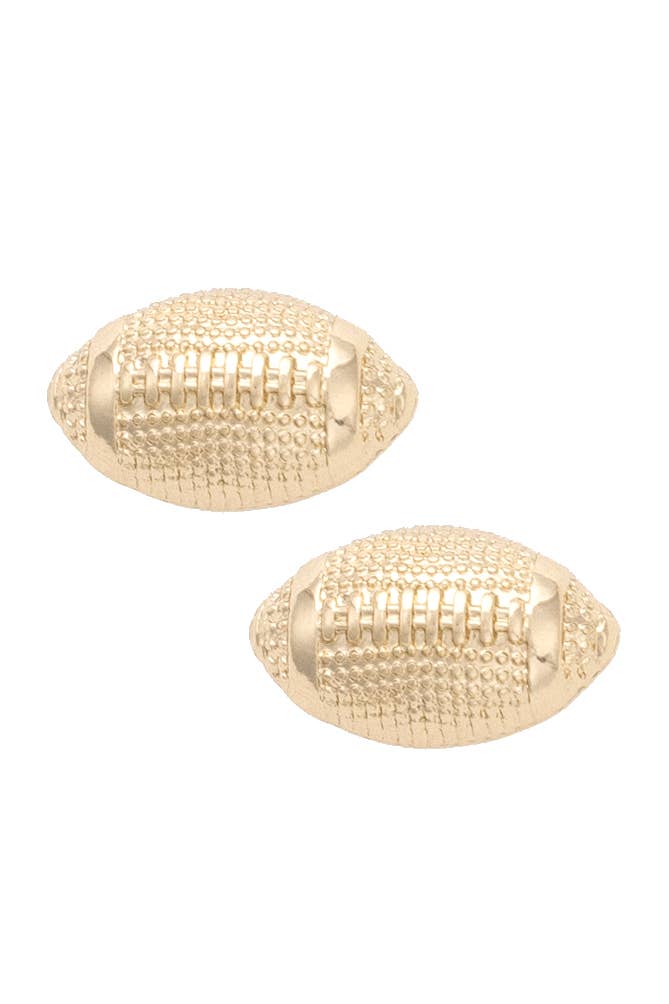 Canvas Style - Football Stud Earrings in Shiny Gold
