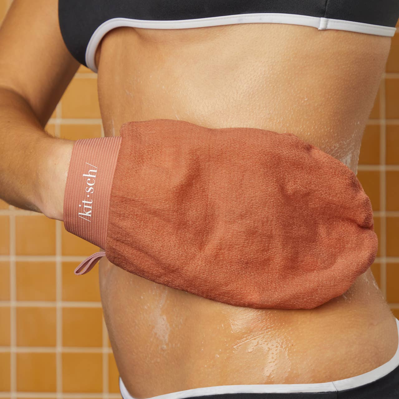 Exfoliating Gloves 2Pc Set Blk & Terracotta