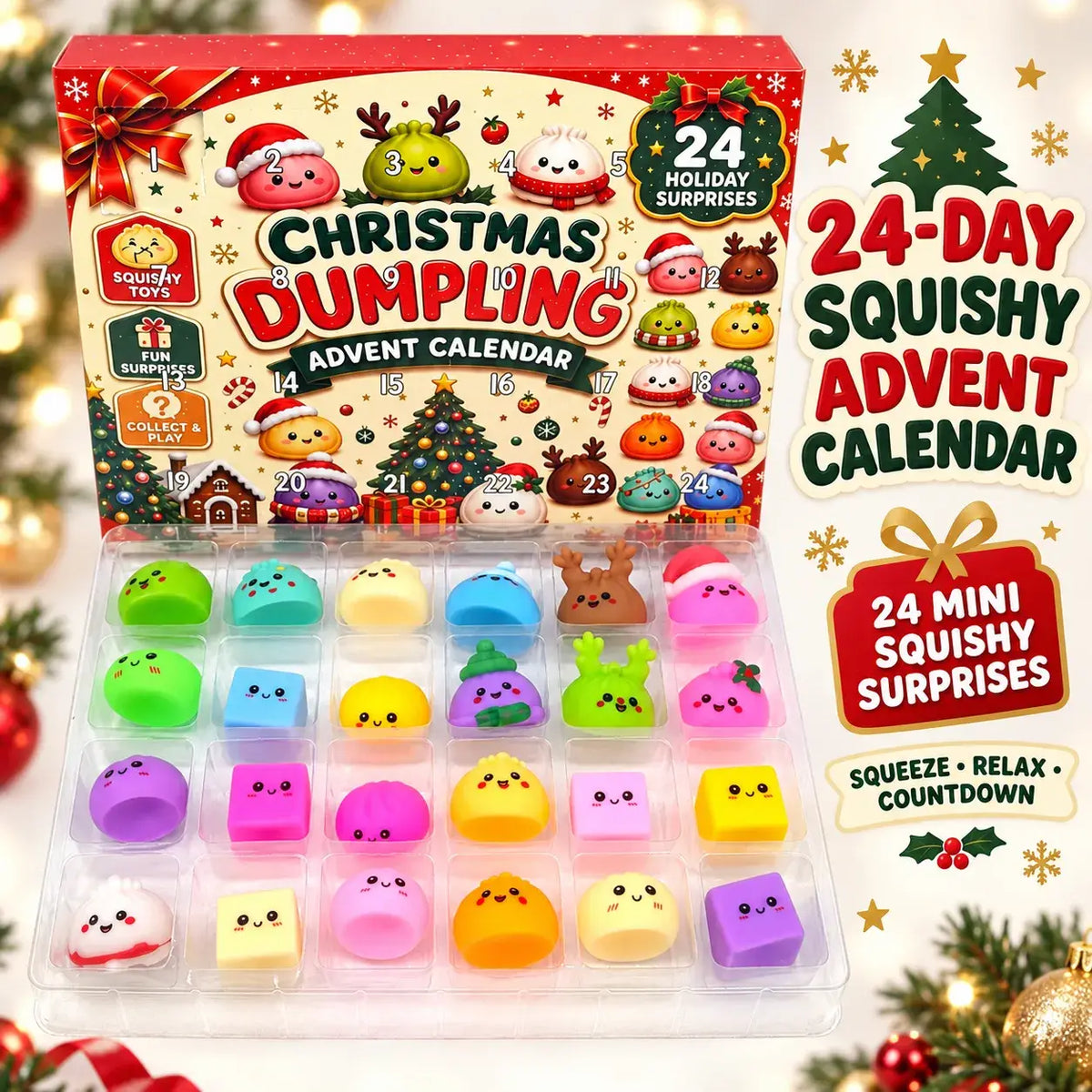Accessiorie (We Pay All Duties) - 24-Day Christmas Emoji Dumpling Squishy Advent Calendar
