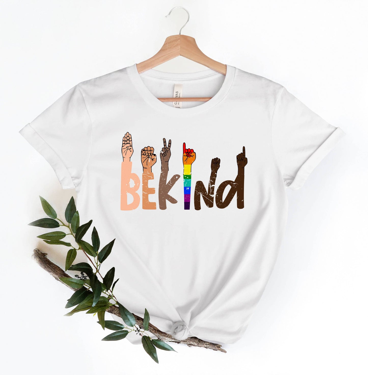 PrimestoreUS - Be Kind Sign Language Shirt, Be Kind Rainbow Shirt, Kindness Shirt, Be Kind Hands, Kind Shirt, Anti-Racism Shirt, Love Shirt Sign Language: Unisex-XL / White