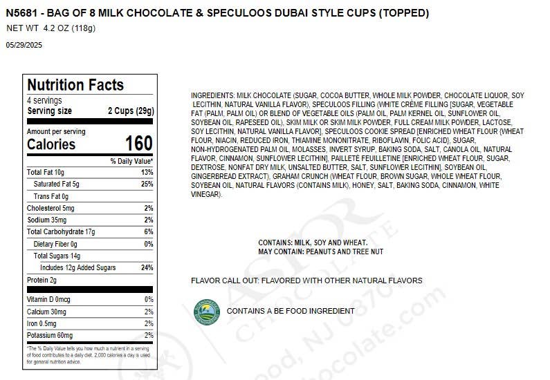 Astor Chocolate Corp. - Gudlife - Dubai Style Milk Chocolate Cookie Butter Cups Bag