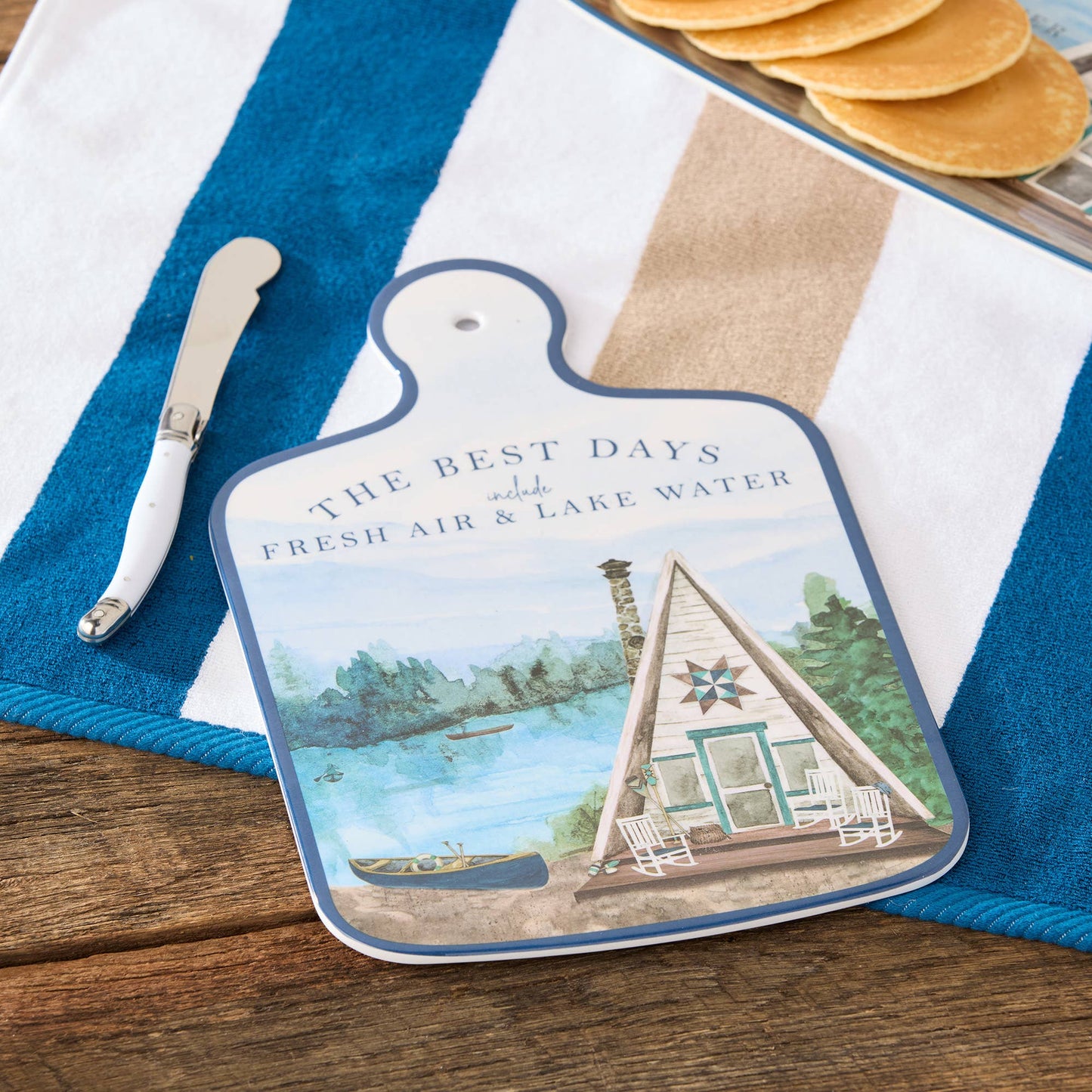 Wake At the Lake Melamine Cheese Board 13.25" with Knife
