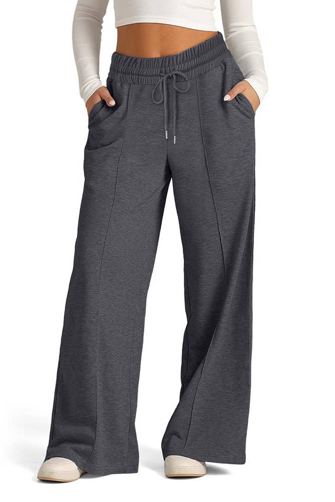 UNISHE - Solid Color Casual High Waist Wide Let Pants ZK2237