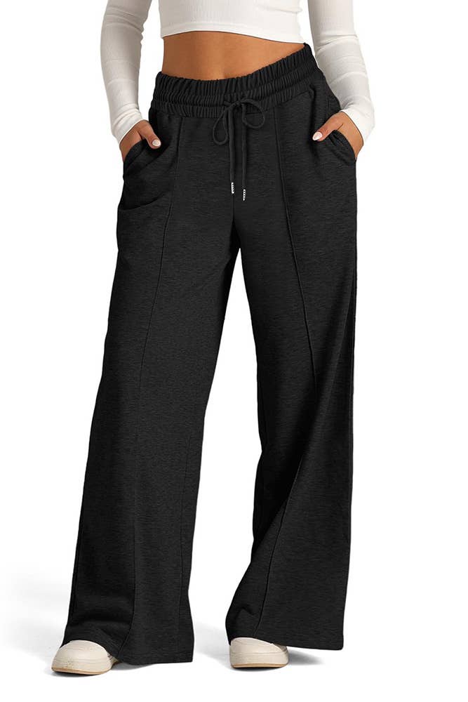 UNISHE - Solid Color Casual High Waist Wide Let Pants ZK2237