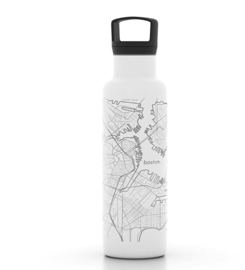 Boston Home Town Map White 21oz Insulated Hydration Bottle