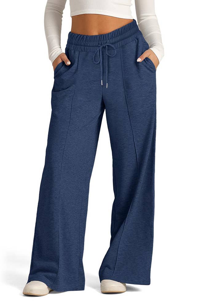 UNISHE - Solid Color Casual High Waist Wide Let Pants ZK2237
