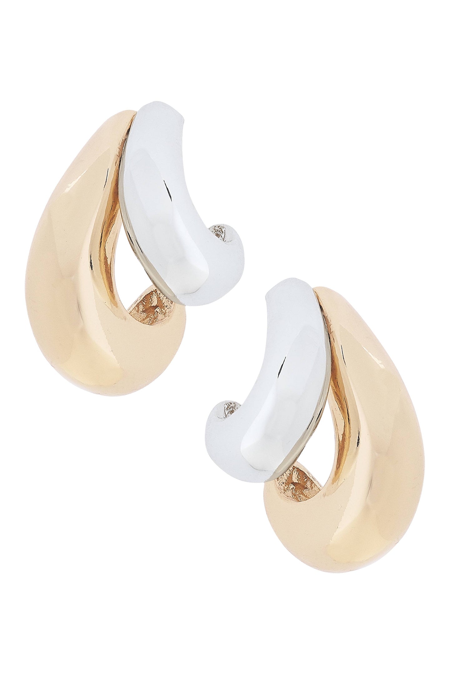 Erin Sculpted Arch Earrings in Shiny Two Tone