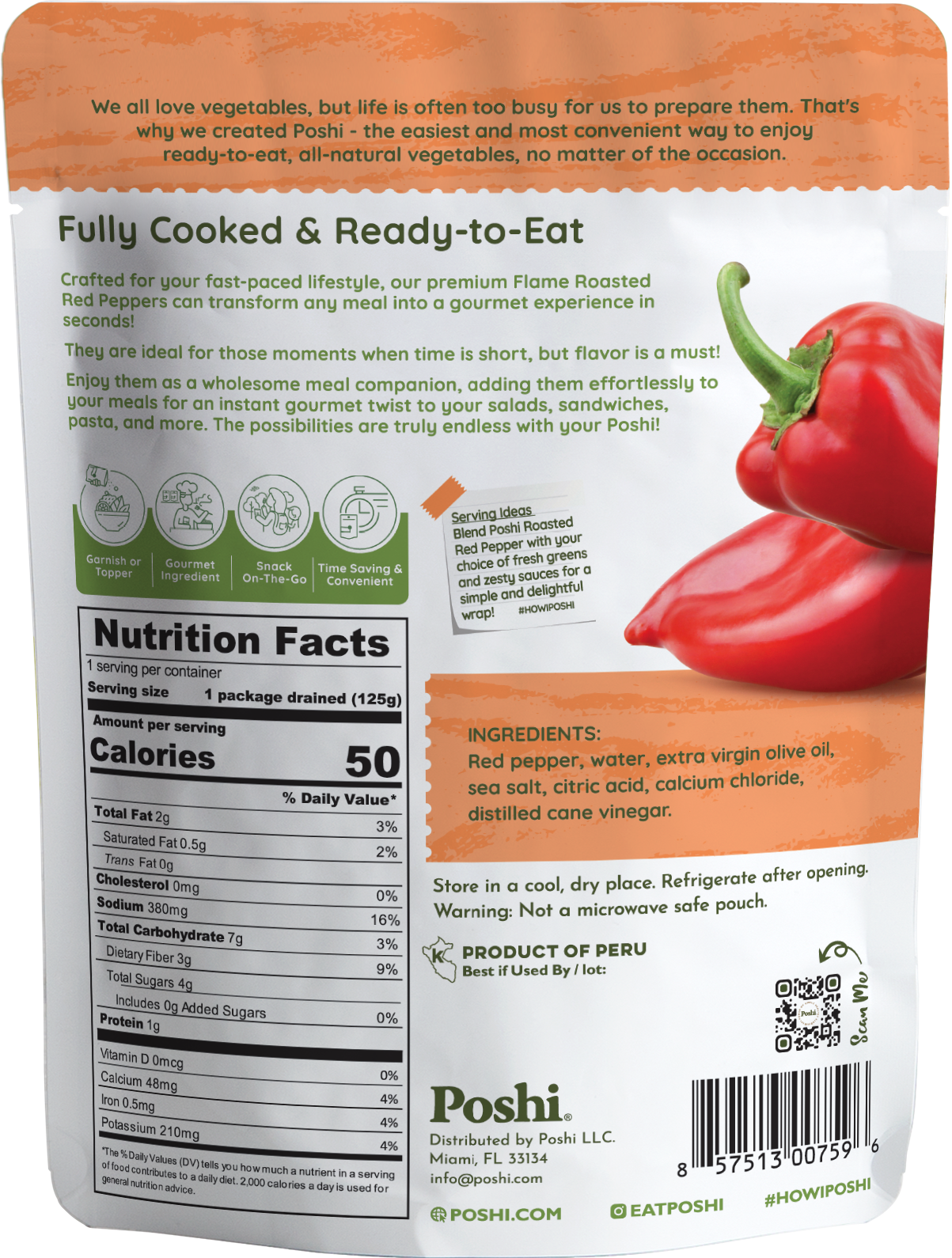 POSHI - Poshi - Roasted Red Peppers in Oil 5.4oz