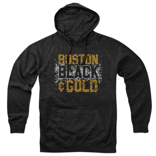 Boston Black & Gold Graffiti Hoodie | Charcoal / 2XL
