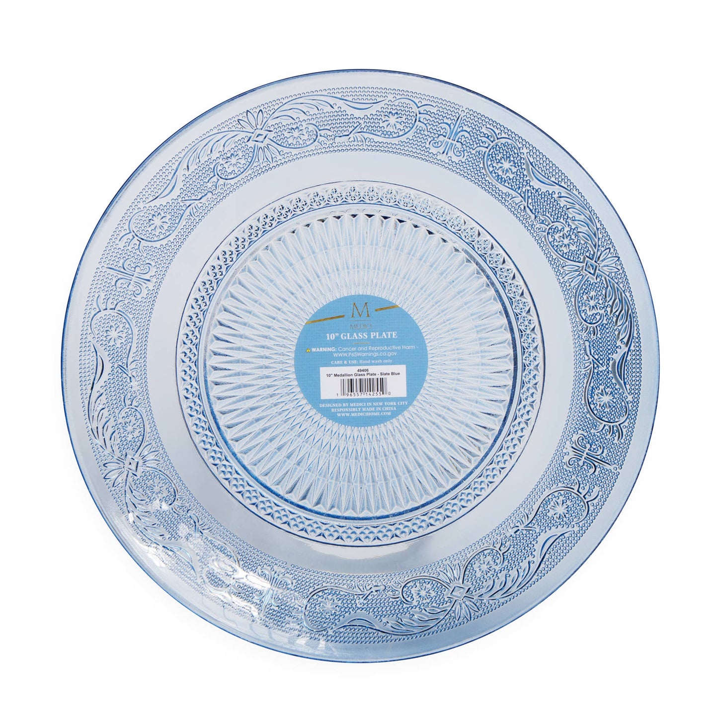 10" Medallion Glass Plate - Slate Blue