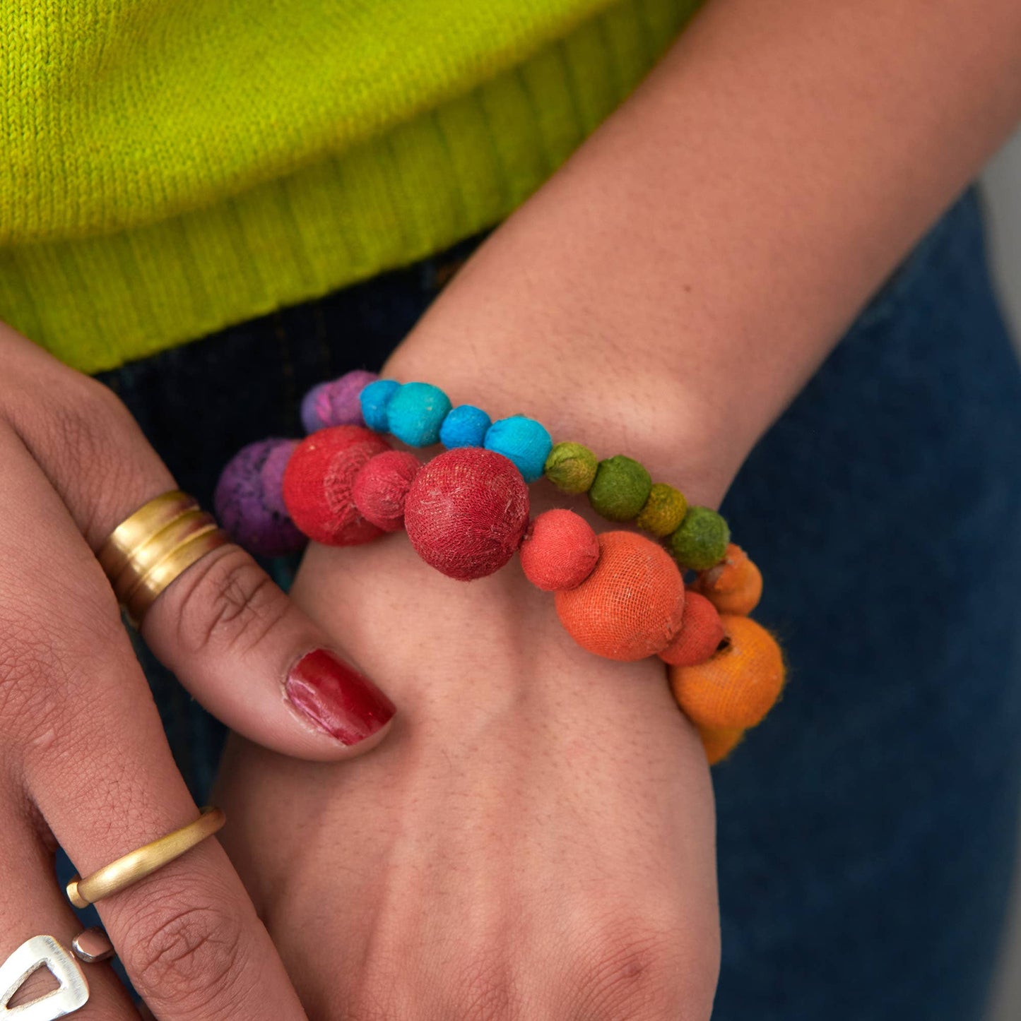 WorldFinds - Kantha Prism Bauble Bracelet