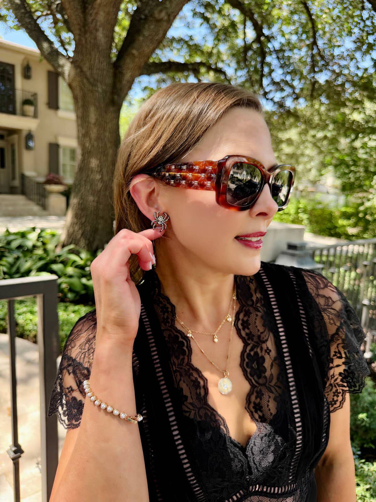 Canvas Style - Pave Spider Stud Earrings in Black