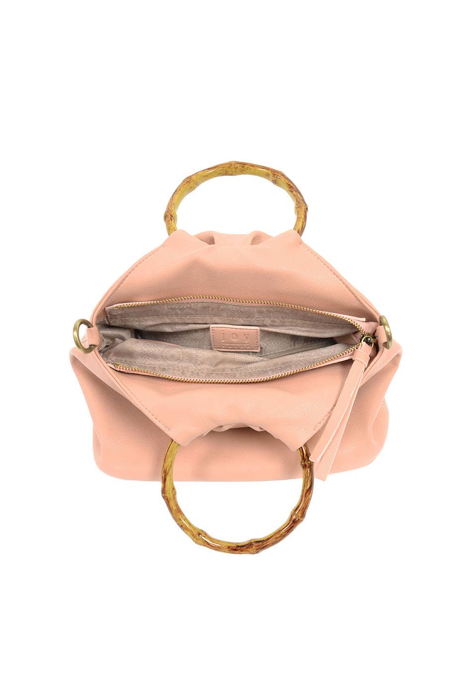 Red Natalie Bamboo Handle Pouf Bag