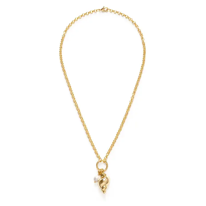 Conch Shell and Pearl Statement Necklace