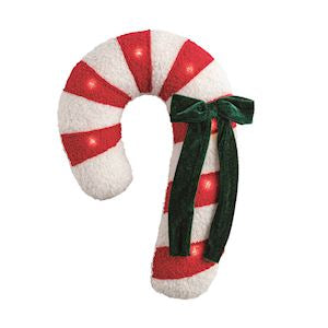 Candy Cane Sherpa Light-Up Pillow