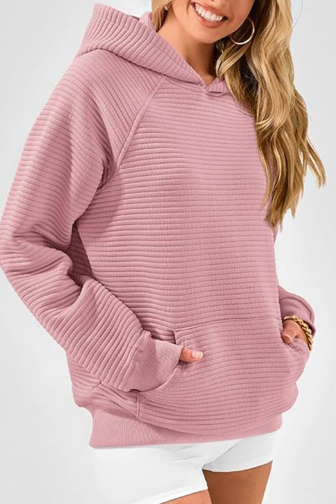 UNISHE - Solid Color Kangaroo Pockets Hooded Sweatshirt ZK2178