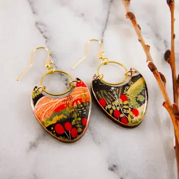 Retro Farmland Brass Ring Statement Earrings