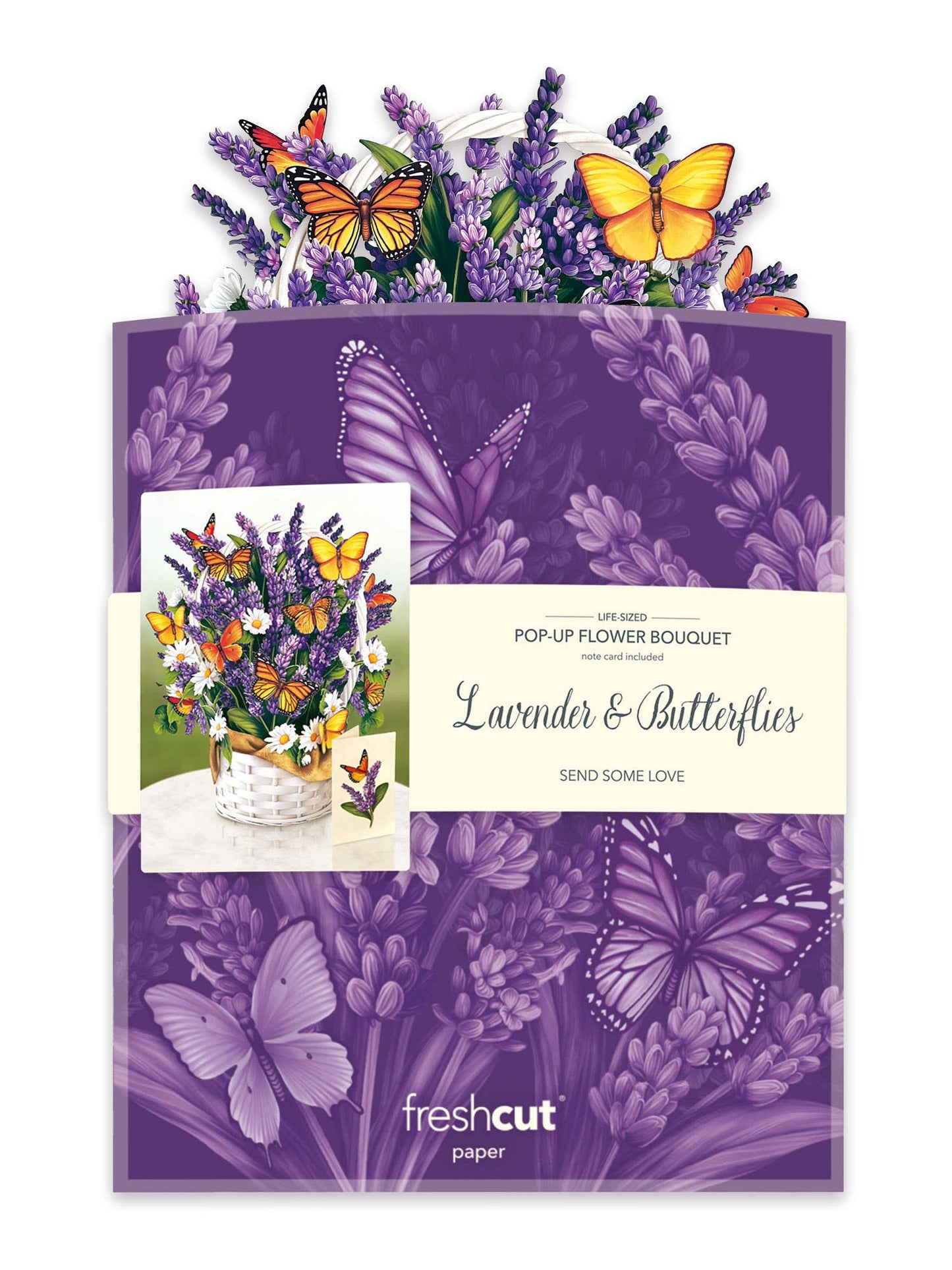 FreshCut Paper LLC - Lavender & Butterflies (8 Pop-up Greeting Cards)