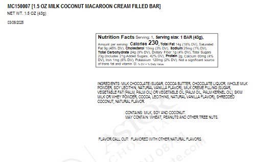 Astor Chocolate Corp. - Moodibars OVERJOYED Milk Choco Coconut Filled 1.5 oz bar