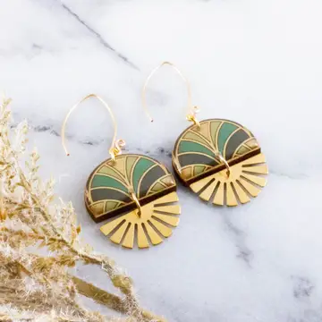 Art Deco Stacked Sunburst Earrings