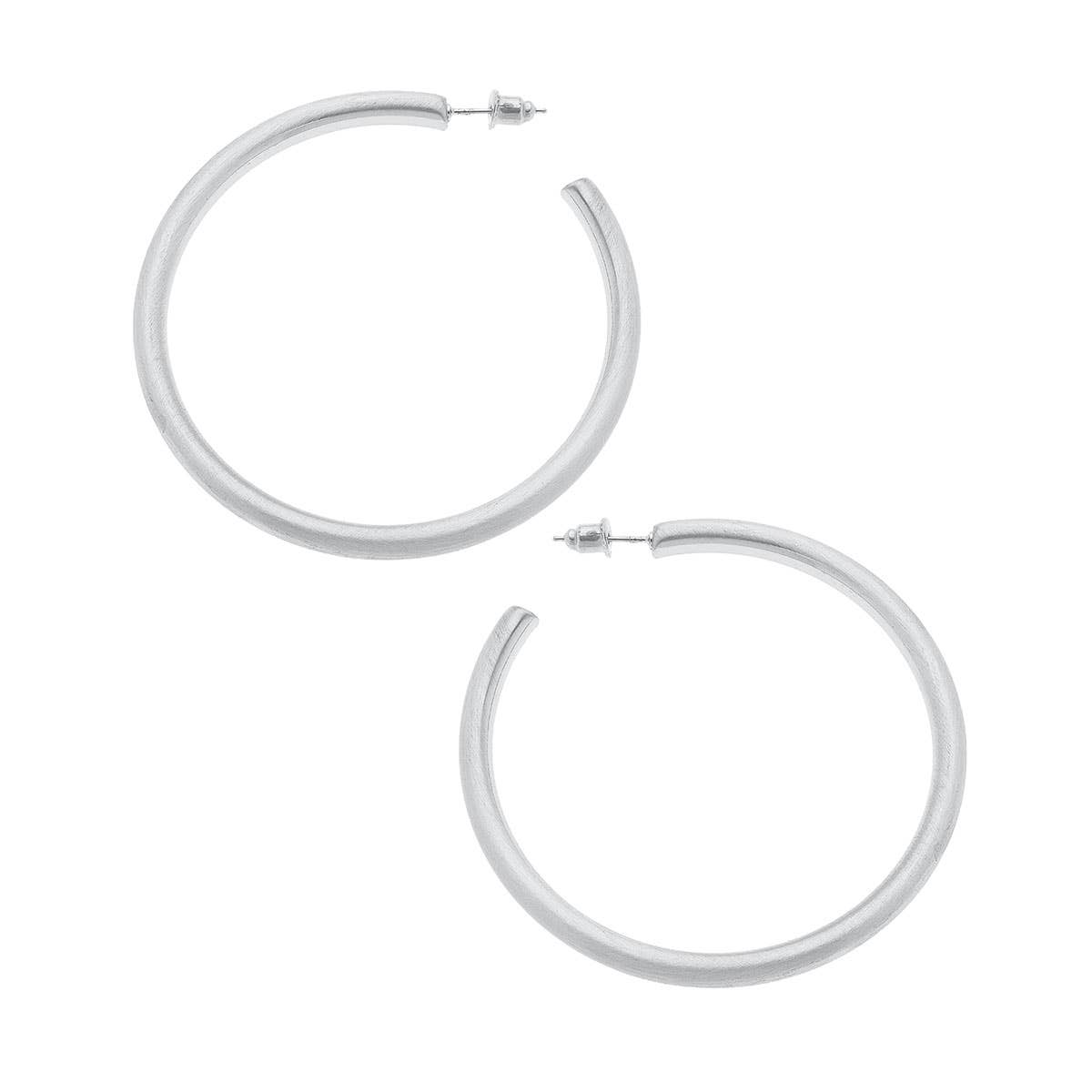 Ivy Hoop Earrings in Satin Silver