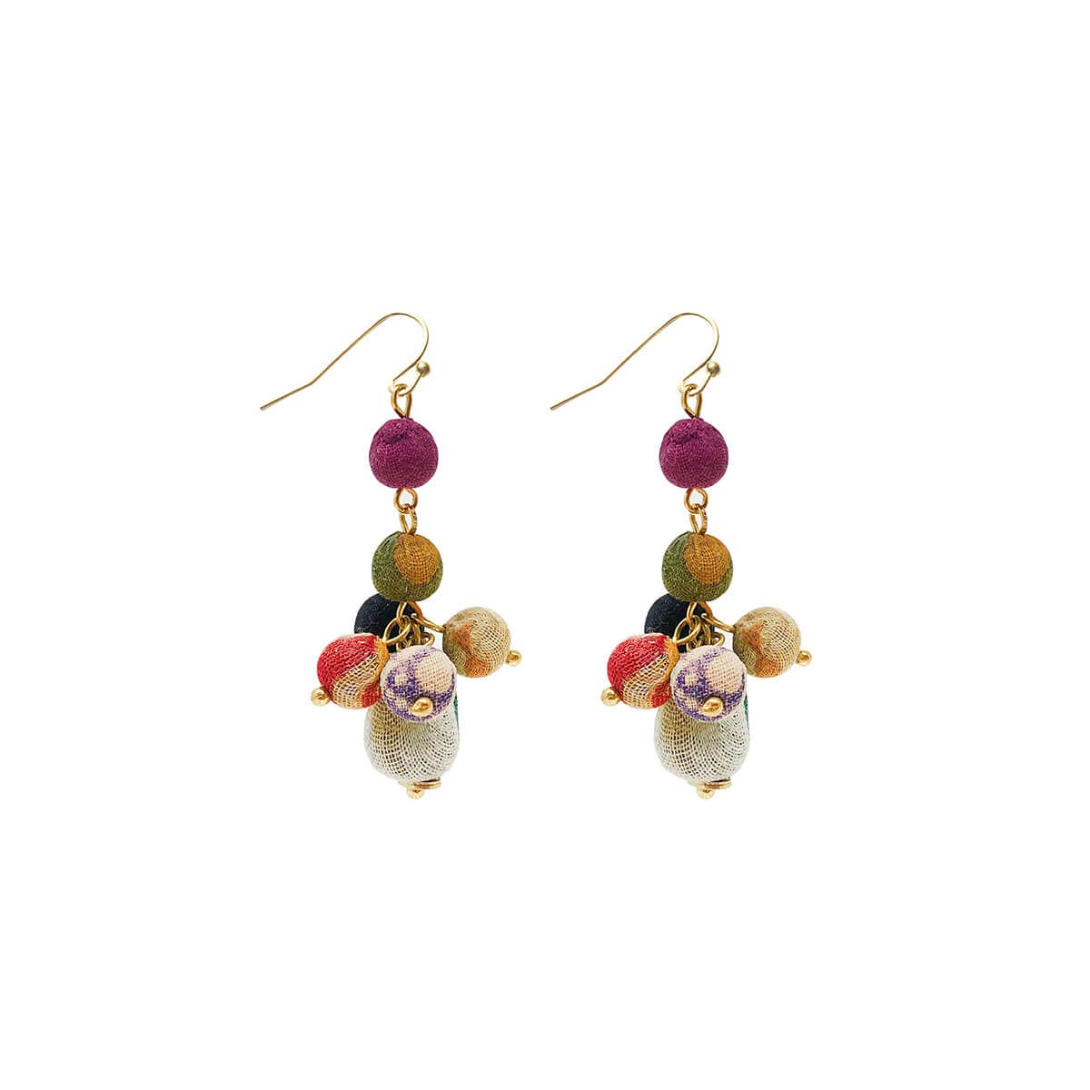 WorldFinds - Kantha Tiered Droplet Earrings